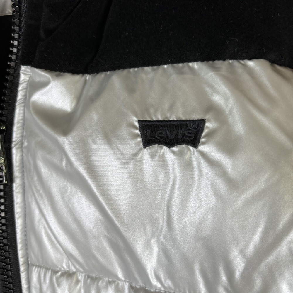 Levi Strauss Co Women's Puffer Jacket Sz XS Silver Color Block Winter Coat - Picture 4 of 11